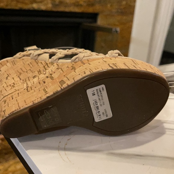 SCHUTZ Nanci nude strappy wedge cork heel SZ 7.5 - Picture 7 of 8